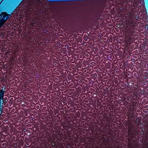 Ladies top, festive, red. With sparkles